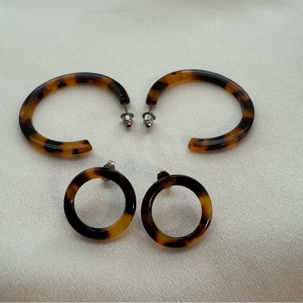 Tortoiseshell Hoop & Mini Hoop Earrings Set